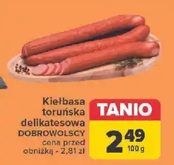 Carrefour Kiełbasa toruńska delikatesowa Dobrowolscy oferta