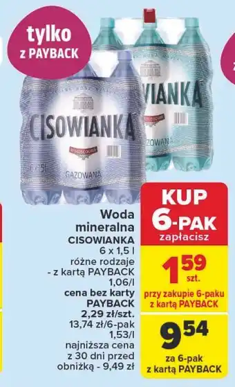 Carrefour Woda niegazowana Cisowianka oferta