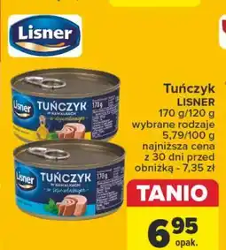 Carrefour Tuńczyk w kawałkach sosie własnym Lisner oferta
