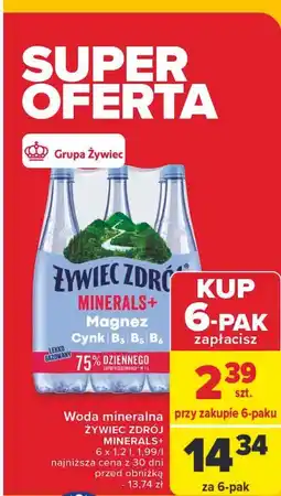 Carrefour Woda lekko gazowana Żywiec Zdrój Minerals+ oferta