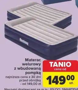 Carrefour Materac dmuchany 2-osobowy z wbudowaną pompą 203 x 152 cm Bestway oferta