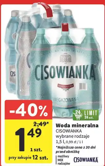 Intermarche Woda niegazowana Cisowianka oferta