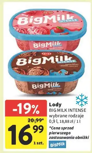 Intermarche Lody truskawka Algida Big Milk oferta