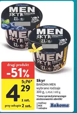 Intermarche Jogurt jagodowy Bakoma Men Skyr Protein oferta