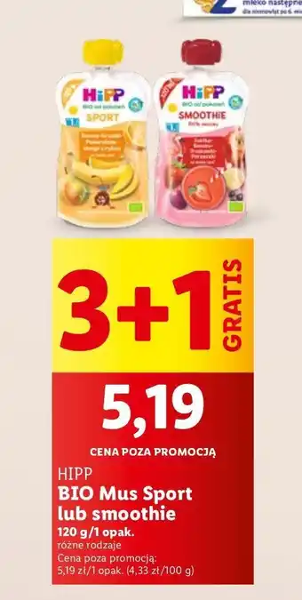 Lidl Mus jabłko banan truskawki porzeczki Hipp oferta