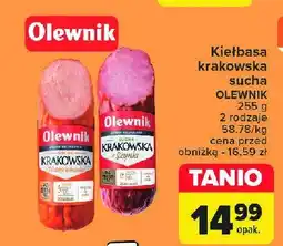 Carrefour Market Kiełbasa krakowska sucha z szynki Olewnik oferta