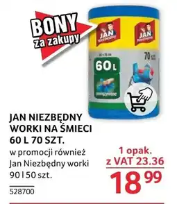 Selgros JAN NIEZBĘDNY WORKI NA ŚMIECI 60 L, 70 SZT. oferta