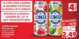 Kaufland ŁOMŻA RADLER Piwo 0% alk., 0,5 l oferta