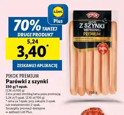 Lidl Parówki z szynki wieprzowej Pikok oferta