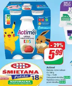 Dino Jogurt kids truskawka i banan Danone Actimel oferta