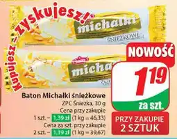 Dino Baton z orzechami arachidowymi w białej czekoladzie Śnieżka michałki oferta