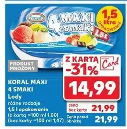 Lody śmietankowo-cytrynowo-truskawkowo-czekoladowe Koral 4 maxi smaki