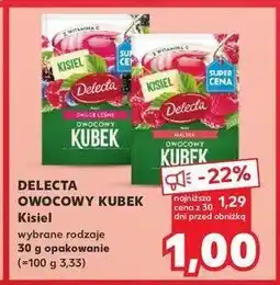 Kaufland Kisiel malinowy z kawałkami owoców Delecta owocowy kubek oferta