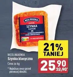 ALDI Szynka klasyczna Wędliniarnia Classic oferta