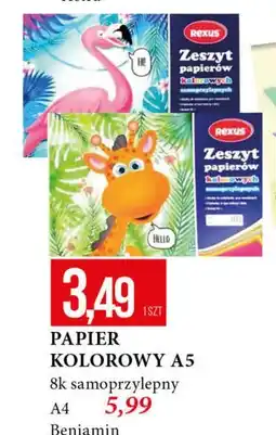 E.Leclerc Papier kolorowy samoprzylepny a4 8 kartek Rexus oferta