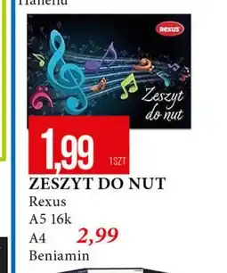 E.Leclerc Zeszyt do nut a4 16k Rexus oferta