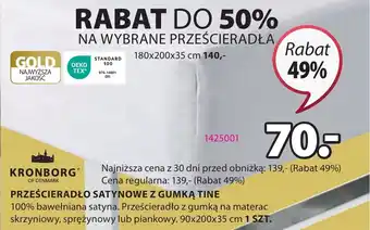 JYSK PRZEŚCIERADŁO SATYNOWE Z GUMKĄ TINE oferta