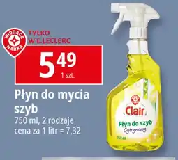 E.Leclerc Płyn do mycia szyb cytrynowy Wiodąca Marka Clair oferta