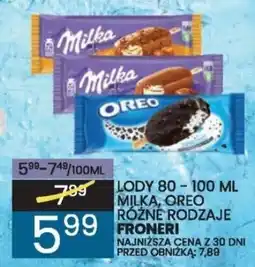 Wafelek LODY 80-100 ML MILKA, OREO FRONERI oferta