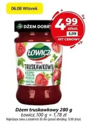 Społem Łowicz Dżem truskawkowy o obniżonej zawartości cukrów 280 g oferta