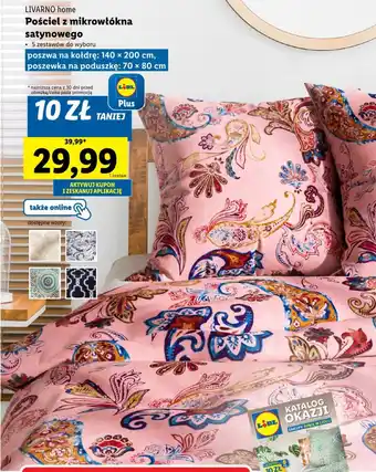 Lidl LIVARNO home Pościel z mikrowłókna satynowego 140 x 200 cm, 70 x 80 cm oferta