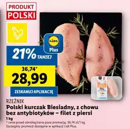 Lidl RZEŹNIK Polski kurczak Biesiadny, z chowu bez antybiotyków - filet z piersi 1 kg oferta