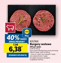 Lidl RZEŹNIK Burgery wołowe 220 g oferta