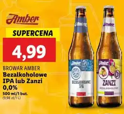 Lidl BROWAR AMBER Bezalkoholowe IPA lub Zanzi 0,0 % 500 ml oferta
