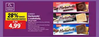 Lidl SONDEY Herbatniki Z czekoladą 125 g oferta