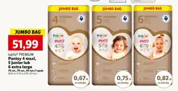 Lidl lupiluⓇ PREMIUM Pantsy 4 maxi, 5 junior lub 6 extra large 78 szt., 70 szt., 64 szt. oferta