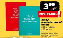 Netto Zeszyt przedmiotowy A5 Herlitz 60 kartek oferta