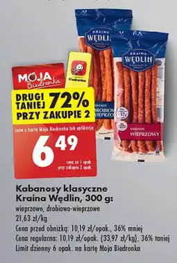Biedronka Kabanosy drobiowo-wieprzowe Kraina Wędlin oferta