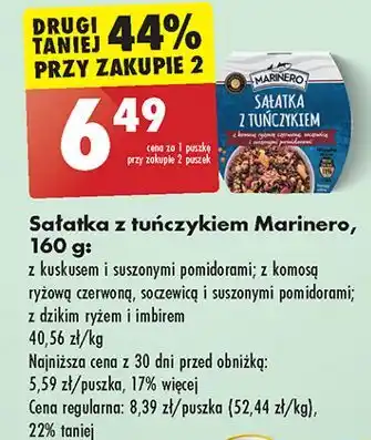 Biedronka Sałatka z tuńczykiem dzikim ryżem i imbirem Marinero oferta