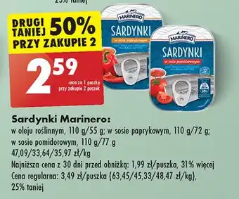 Biedronka Sardynki w sosie paprykowym Marinero oferta