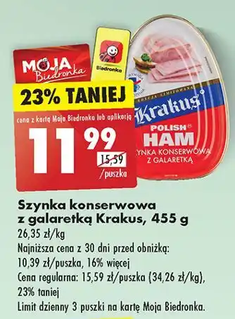 Biedronka Szynka konserwowa Krakus Animex oferta