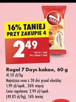 Biedronka Croissant z nadzieniem o smaku kakaowym 7 Days oferta