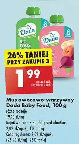 Biedronka Mus + warzywa jabłko-banan-szpinak-jarmuż Dada oferta