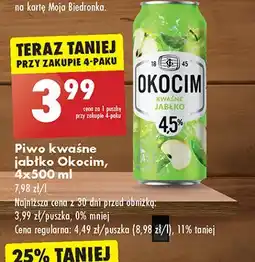 Biedronka Piwo Okocim Kwaśne Jabłko oferta