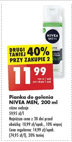 Biedronka Pianka do golenia natychmiastowa ochrona Nivea Men Sensitive oferta