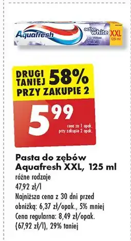 Biedronka Pasta do zębow Aquafresh Active White oferta