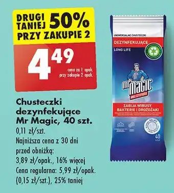 Biedronka Chusteczki dezynfekujące Mr Magic oferta