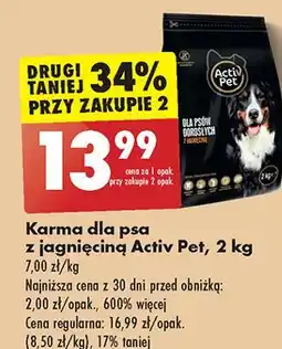 Biedronka Karma dla psa z jagnięciną sensitive Activ Pet oferta