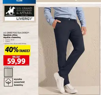 Lidl Spodnie chino męskie Us Grand Polo oferta