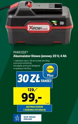 Lidl Akumulator litowo-jonowy 20v 4ah Parkside oferta