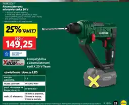 Lidl Młotowiertarka akumulatorowa 20 v Parkside oferta