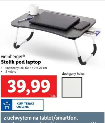 Lidl Stolik do laptopa 60 x 40 26 cm Weinberger oferta