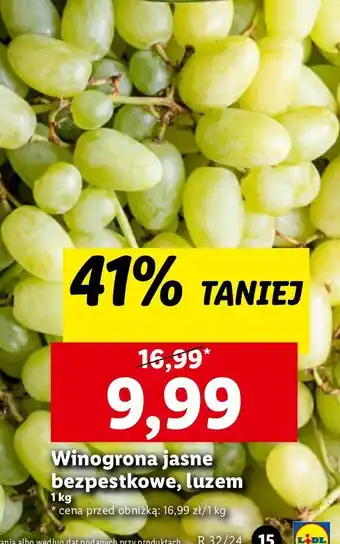 Lidl Winogrono jasne bezpestkowe oferta