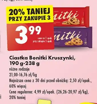 Biedronka Ciastka kruszynki z czekoladą Bonitki oferta