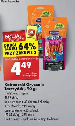 Biedronka Kabanosy z cielęciną Tarczyński gryzzale oferta