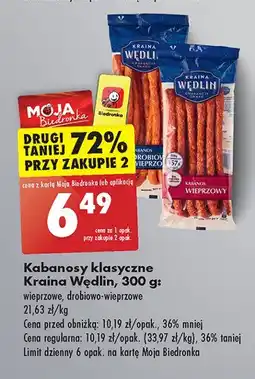 Biedronka Kabanosy drobiowo-wieprzowe Kraina wędlin oferta